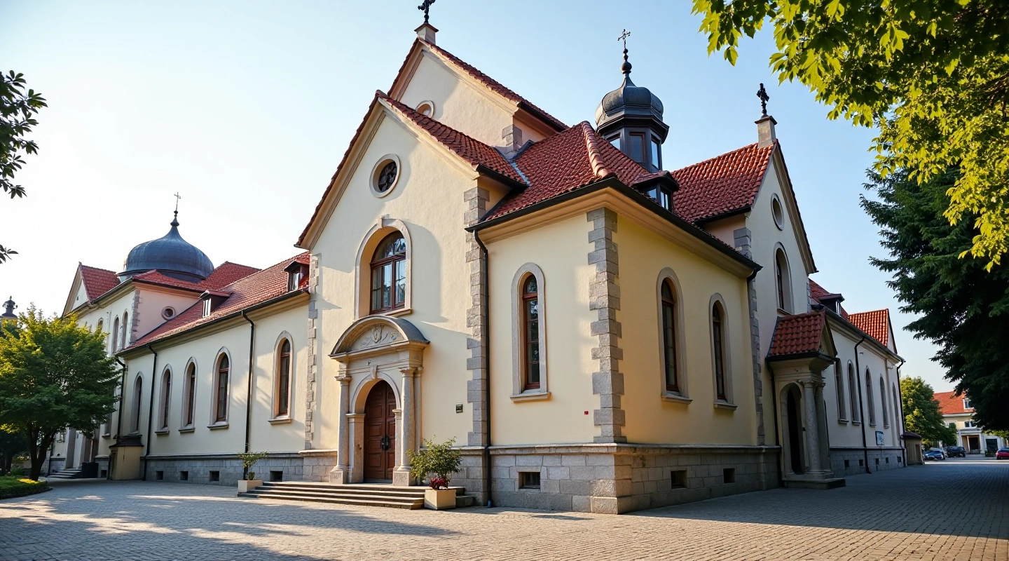 Senovinė sinagoga su tradicine architektūra